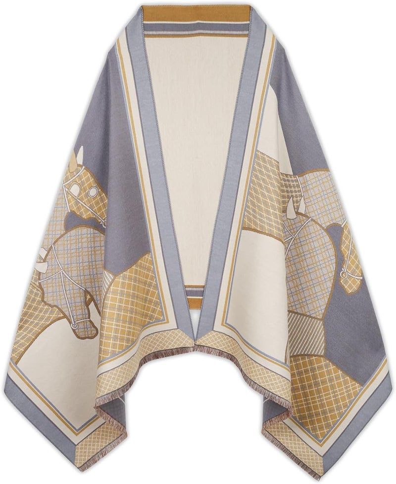 EXTREE Scarfs for Women Pashmina Silky Shawl Wrap for Evening Dressing Blanket Open Front Poncho Cape - Image 1